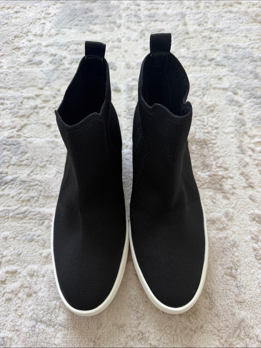 MIA Men's Black Knit Slip-On Sneakers with White Sole
